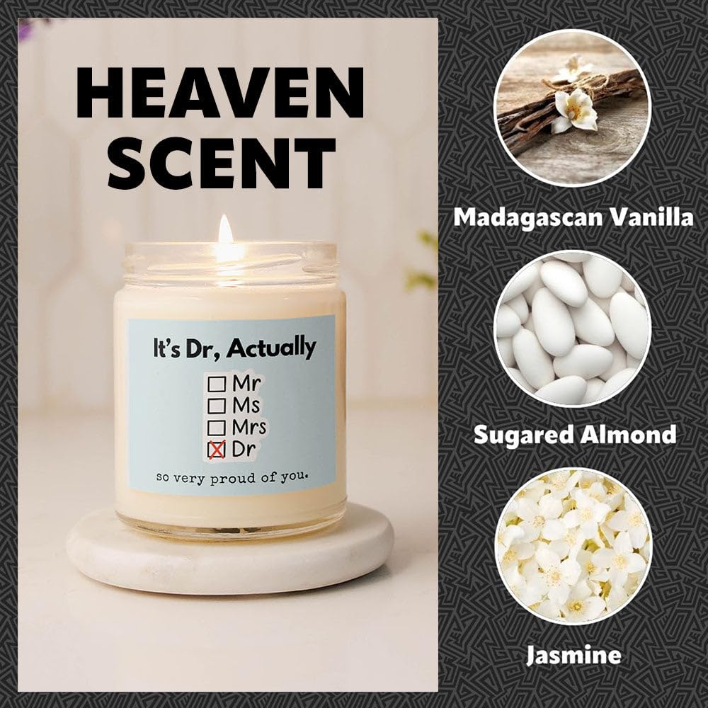 Phd Gift - Luxury Soy Wax Candle - Vanilla, Jasmine, Sugared Almond - Makester, White - Image 4