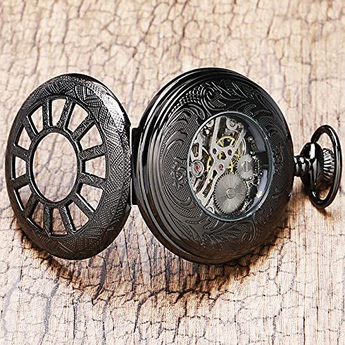 Zakhorloge Mode Auto Wielen Case Design met Blauwe Romeinse Cijfers Skeleton FOB Mechanische Hanger Zakhorloge met Ketting; - Afbeelding 4
