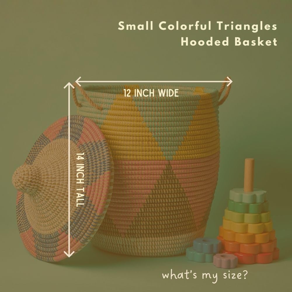 Woven Baskets for Storage, Colorful Triangles, 18" Wide