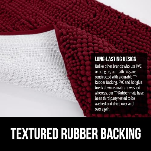 Vista 489 de Gorilla Grip - Tapete de baño de 30” x 20”, de felpilla gruesa, suave y absorbente, secado rápido, de microfibra, con reverso de caucho, para piso