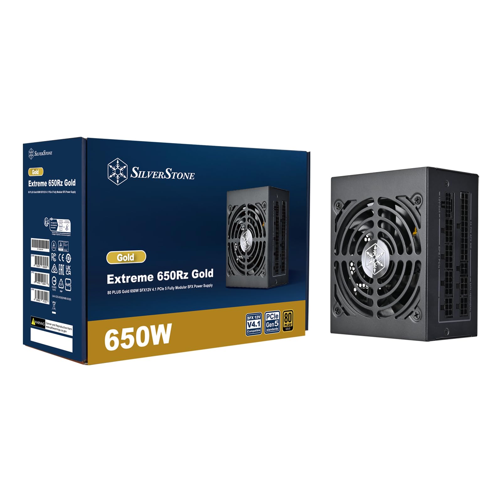 Silverstone Technology Extreme 650Rz Gold, Fuente de alimentación Modular SFX 80 Plus Gold 650W SFX12V 4,1 PCIe 5, SST-EX650R-GM