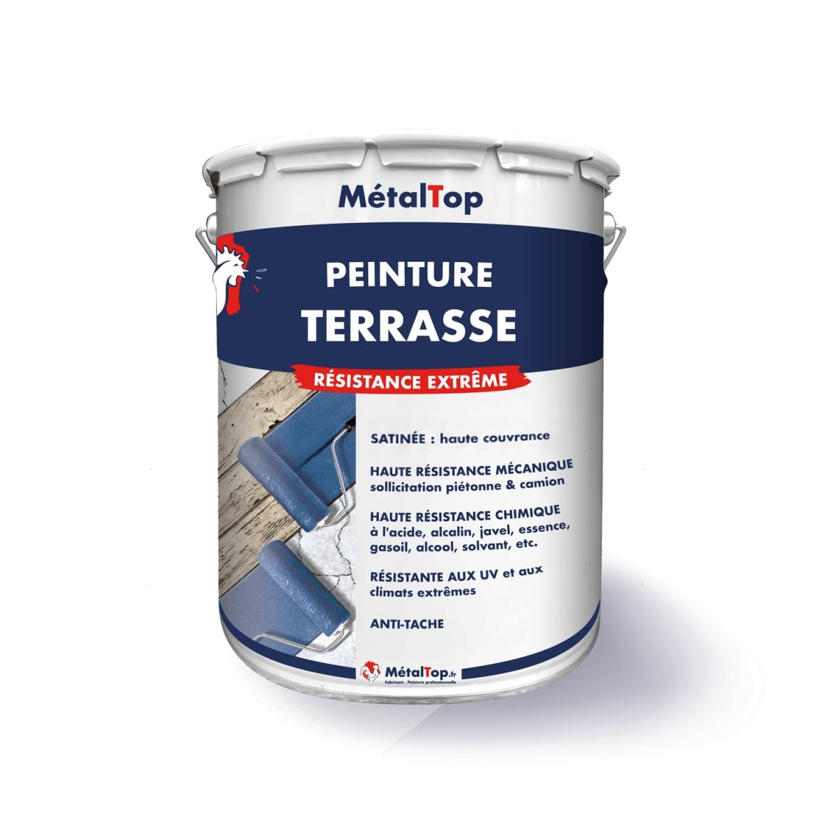 Metaltop - Peinture Terrasse - Telegris 1 - RAL 7045-1 L - Résistante aux UV et aux chocs, avec forte adhérence et finition brillante.