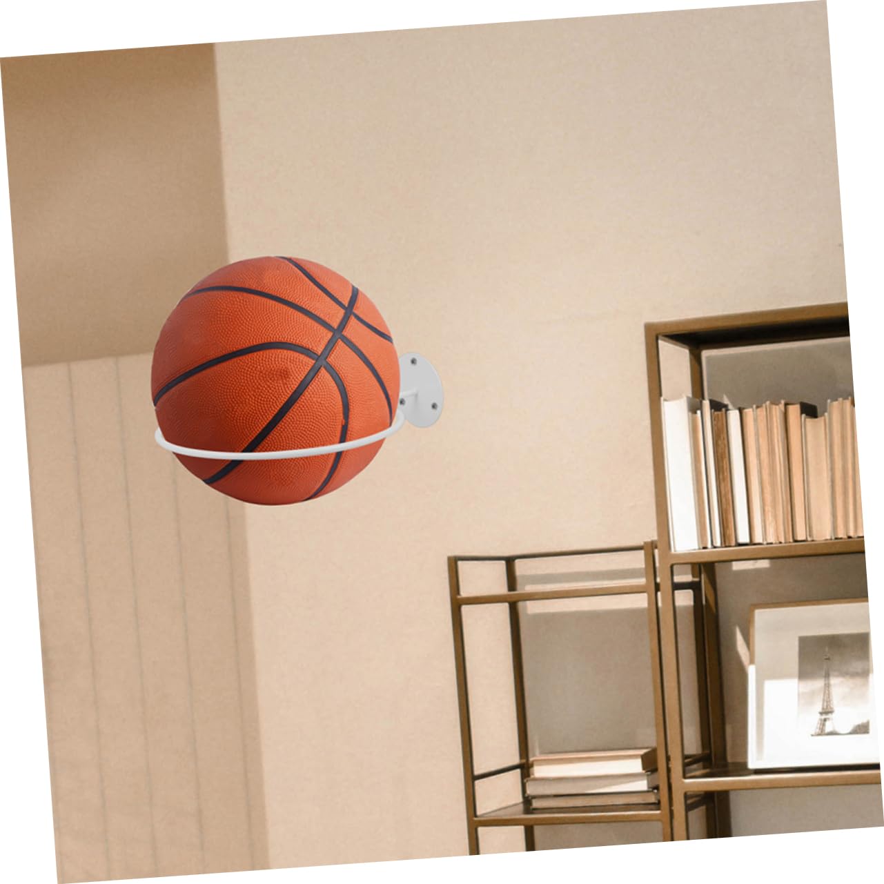 Soporte Multifuncional de Pared para Balones de Fútbol y Voleibol Paquete de 4 Hierro Blanco