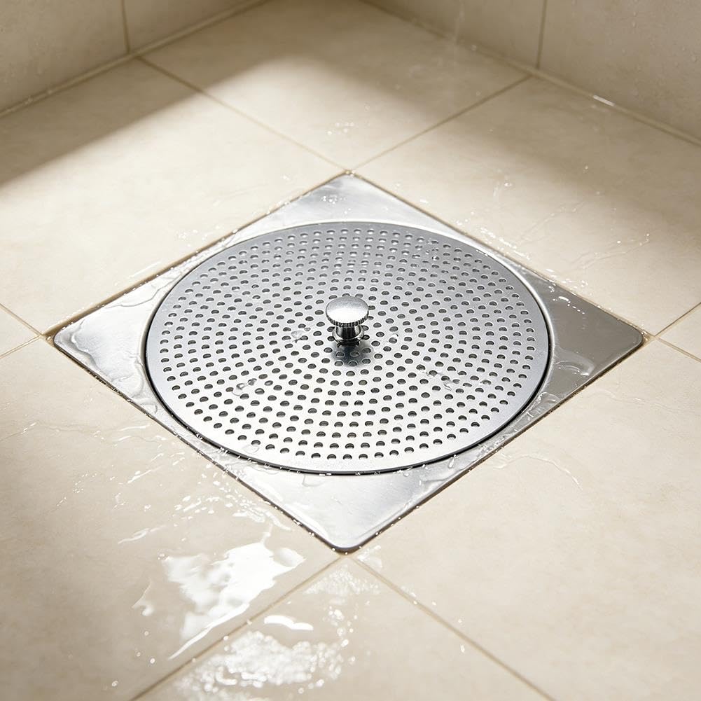 Shower Stall Drain Protector with Handle, Round Strainer Replacement