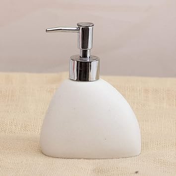 Ceramic Lotion Soap Dispenser with Pump for Bathroom Farmhouse Kitchen Office, Vintage White Cobblestone Refillable Empty Decorative Liquid Bottle