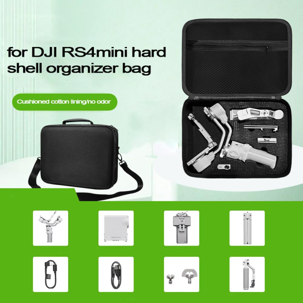 Étui de voyage pour DJI RS 4 Mini sac de rangement portable, étui de transport rigide, housse de protection antichoc avec bandoulière pour stabilisateur de cardan RS 4 Mini, Noir , Étui de transport