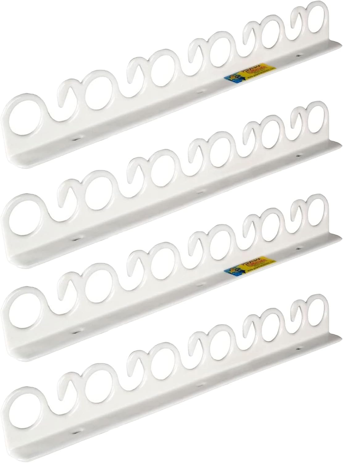 Piranha FD011 Original Vinyl Coated Steel Indoor Outdoor Compact Overhead and Wall Mount Fishing Rod Rack w/Hardware, Holds 11 Rods (2 Pack)