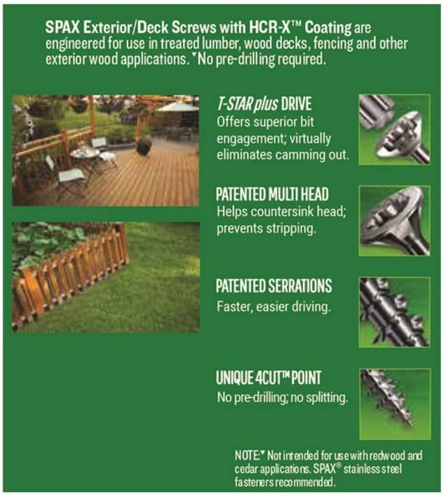 SPAX #8 x 2-1/2" Flat Head Partial Thread T-Star+ HCR-X Exterior 1LB 124CT