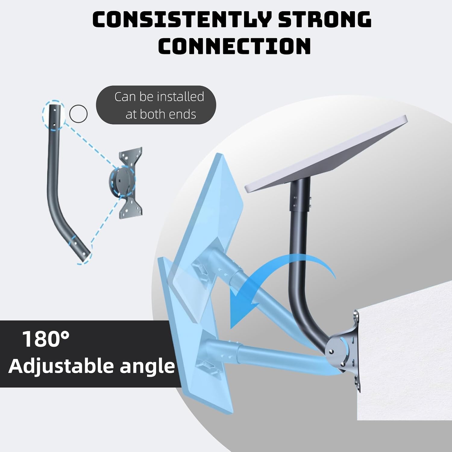 Starlink Mount Gen 3 Pole and Roof Mount – Heavy Duty Adjustable Bracket for Starlink Gen 3 Dish, Stable Wall & Roof Installation (Black)