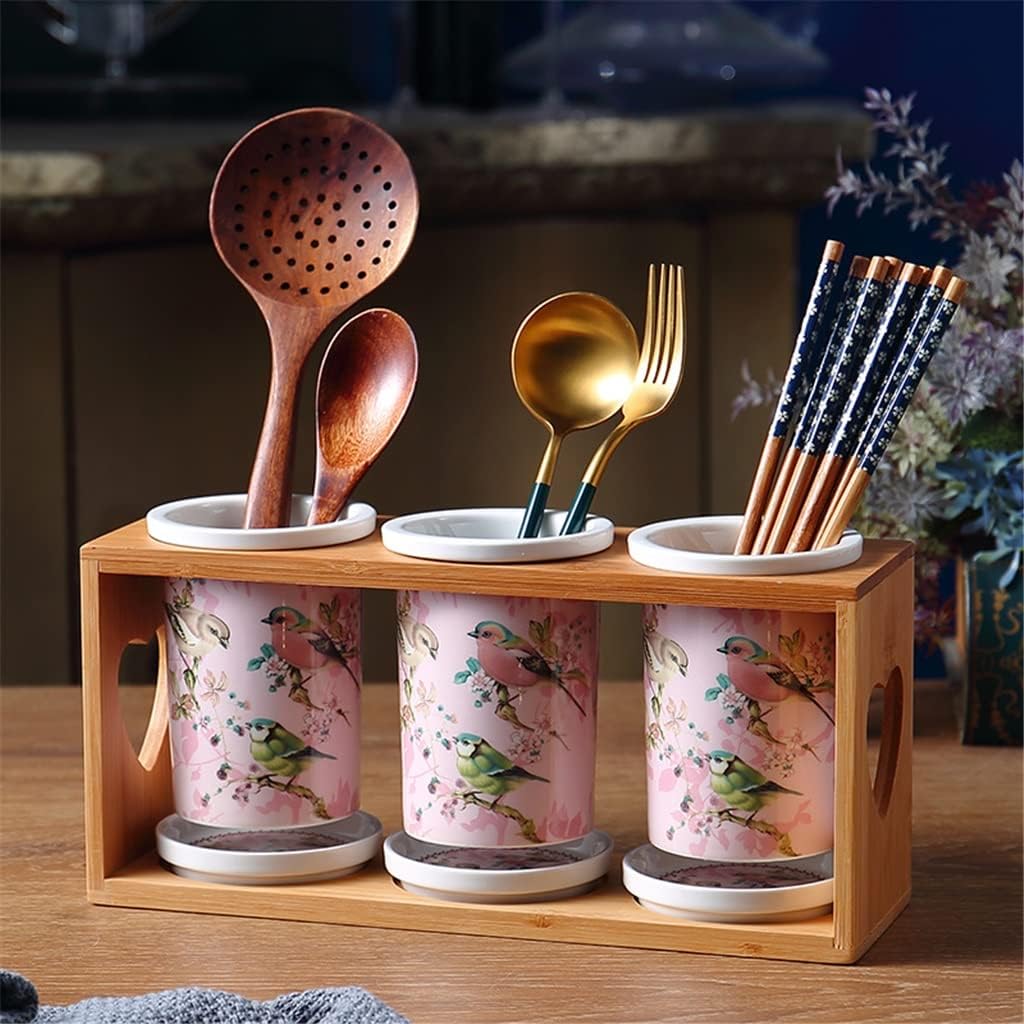Wood Chopstick Storage Holder Multifunctional Cutlery Drain Rack Spoon Fork Chopsticks Kitchen Organizer(Style 2)