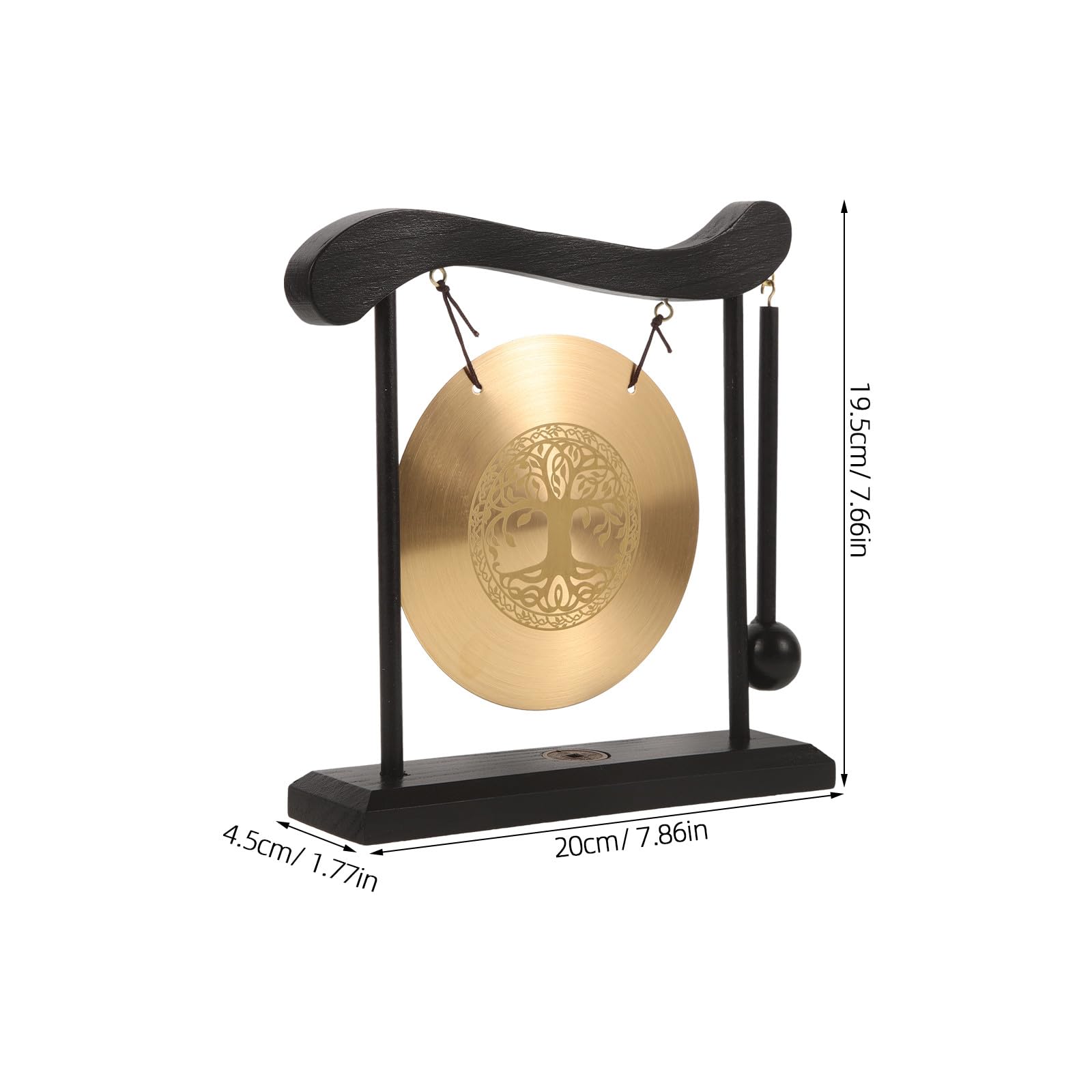 BESPORTBLE Gong de Bureau Décoration Intérieure Délicate en Cuivre et Bois Ornement Stable et Créatif avec Motif Arbre de Vie pour Bureau pour Table