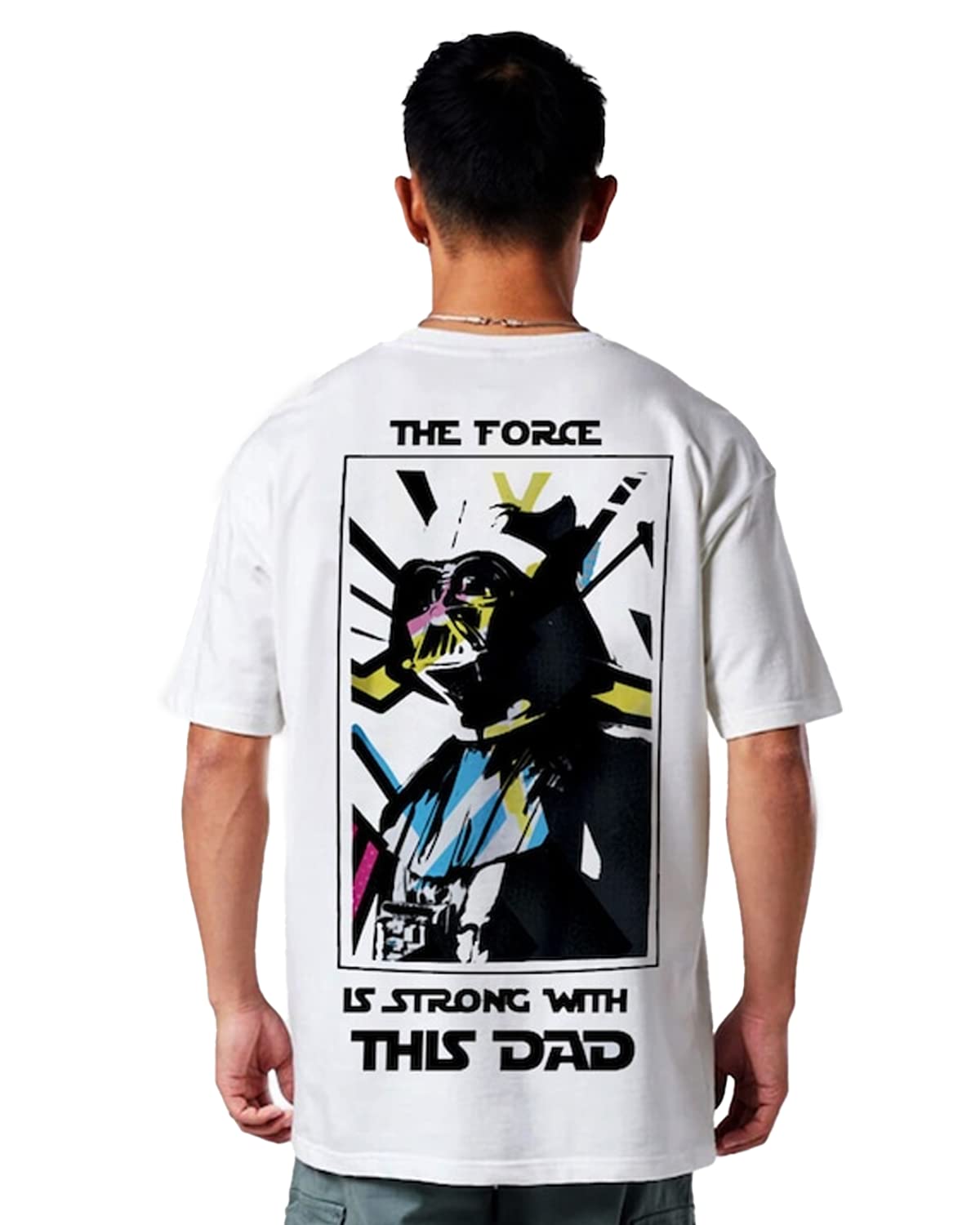 Veirdowhite Oversized Cotton Star Wars Print Crew Neck T Shirt