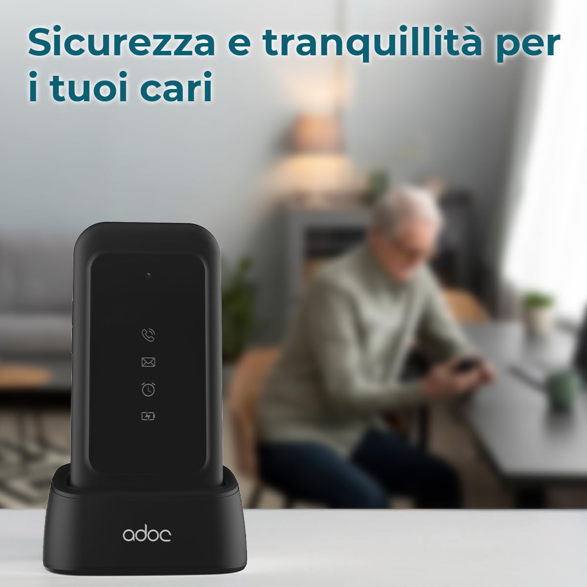 ADOC SC04 4G cellulare con whatsapp, touch screen, videoconferenza, tasti grandi, pulsante SOS, facile da usare, batteria durevole, Bluetooth, Wi-Fi, Android 12.