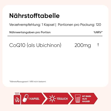 WeightWorld Coenzyme Q10-200 mg per Serving - 120 CoQ10 Capsules Aus Fermentation 4 Monate Vorrat 1 vegan Kapsel/Tag Frei von Magnesiumstearat & Gentechnik Q10 Coenzym (als Ubichinon)