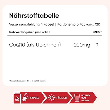 WeightWorld Coenzyme Q10-200 mg per Serving - 120 CoQ10 Capsules Aus Fermentation 4 Monate Vorrat 1 vegan Kapsel/Tag Frei von Magnesiumstearat & Gentechnik Q10 Coenzym (als Ubichinon)