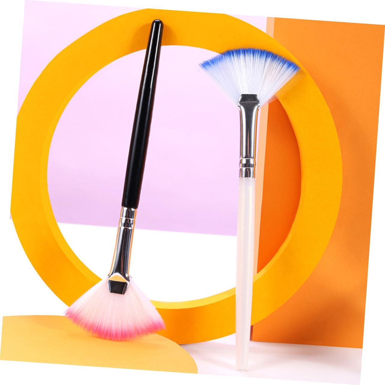 Didiseaon 8pcs Long Handle Fan-shaped Face Mask Brush Makeup Applicator Tool Blending Brush for Makeup