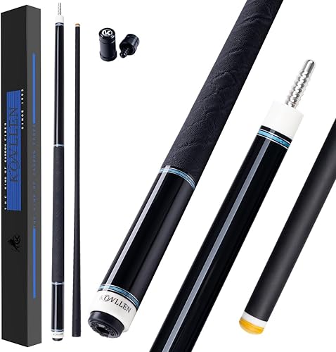 Miniatura 12 de KONLLEN Taco de billar de fibra de carbono con eje cónico profesional, desviación súper baja, taco de billar ébano con incrustaciones hechas a mano