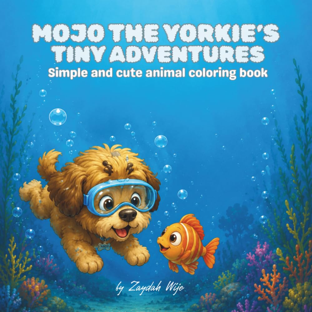 Mojo the Yorkies Tiny adventure's: Simple and Cute animal coloring book