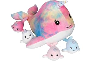 Stuffed Unicorn Pillow with 4 Snug a Babies, Magical Cuddly Toys for Your Little Ones