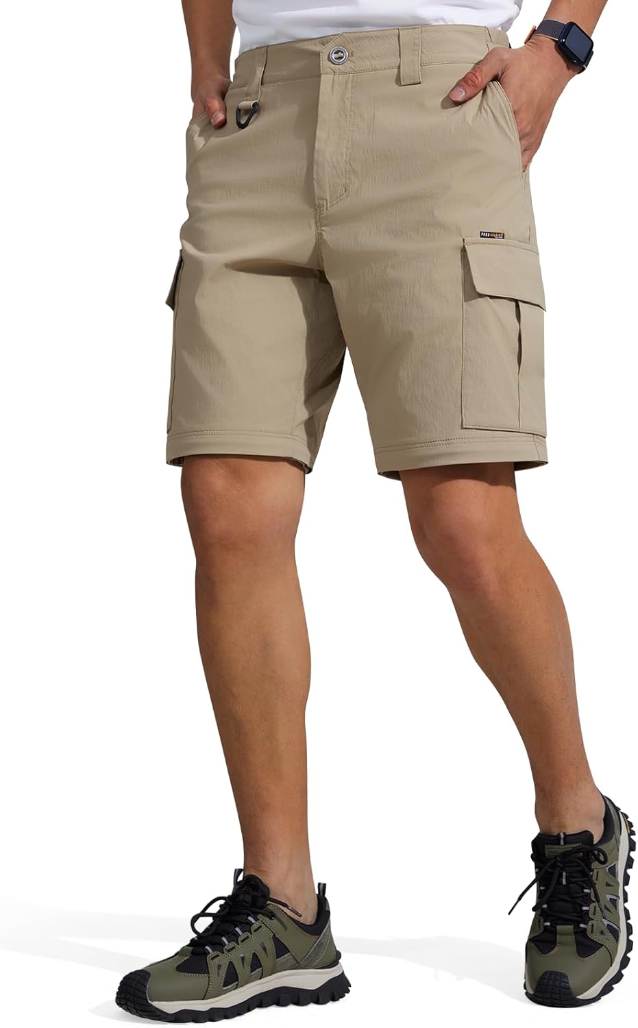 FREE SOLDIER Mens Hiking Pants Convertible Waterproof Lightweight Quick Dry Zip Off Cargo Pants