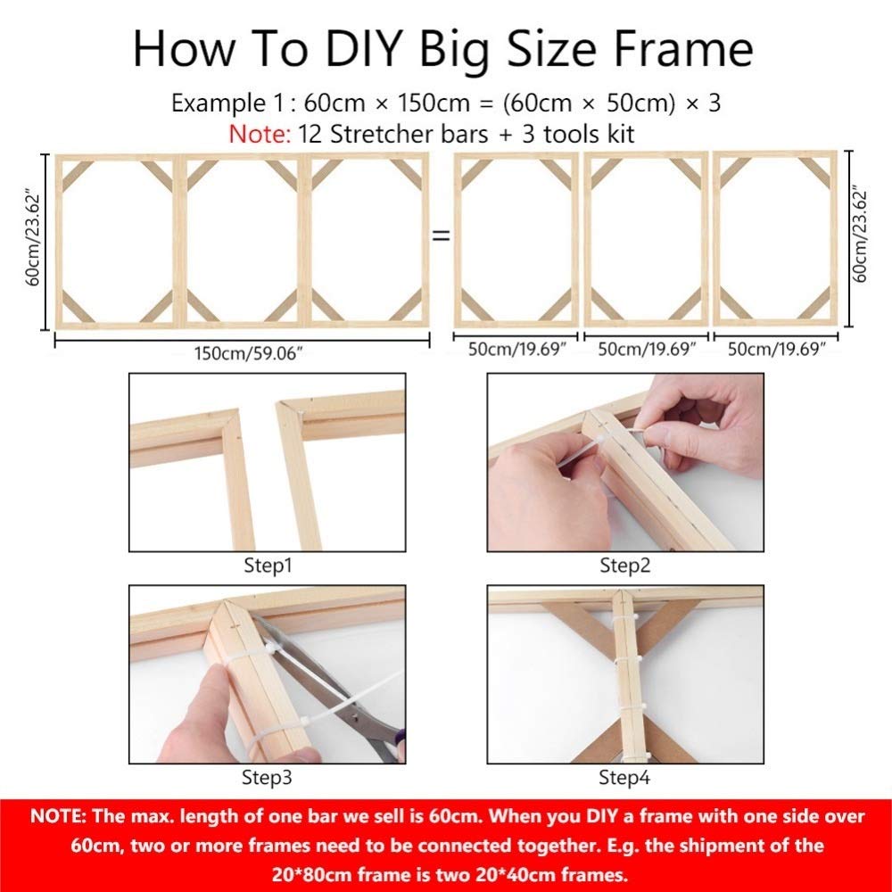 DIY houten canvas frame voor olieverfschilderij canvas print schilderij frames galerij canvas brancard bar decoratie voor thuis fotolijsten (kleur: 50x60cm