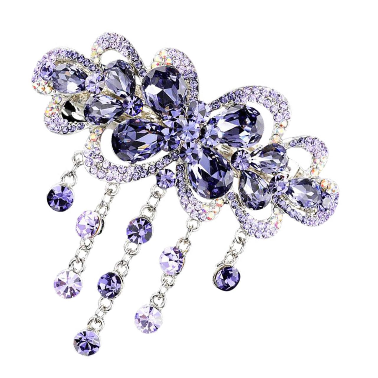 DECOMELODY French Hair Barrette with Rhinestones Spring Hair Clip for Thick Thin Hair Hair Styling Accessory for Daily Use Weddings and Casual Outings
