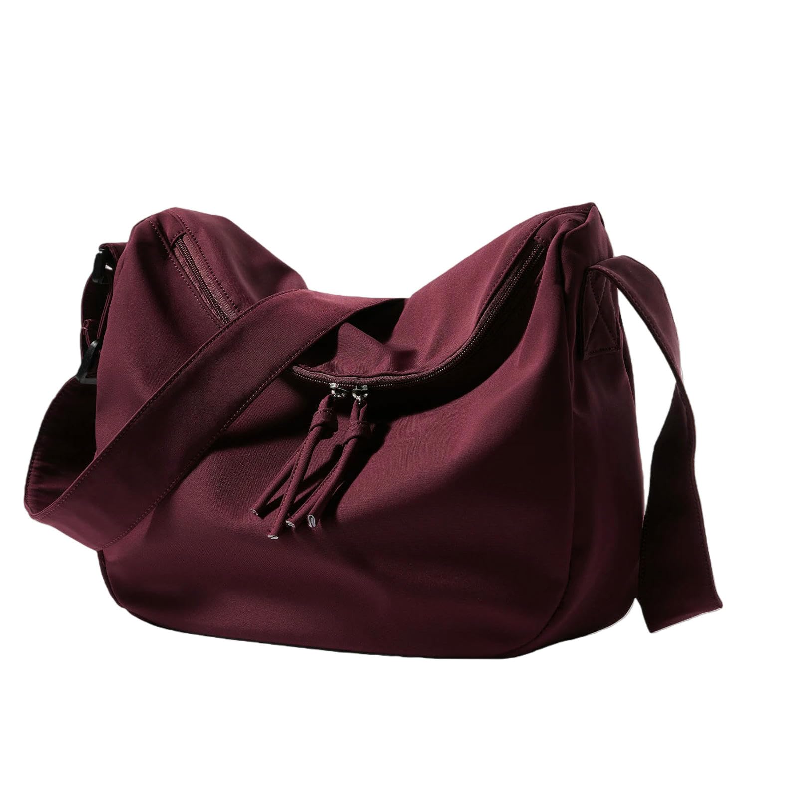 Sac à bandoulière anti-encombrement sacoche voyage en toile rouge vin robuste