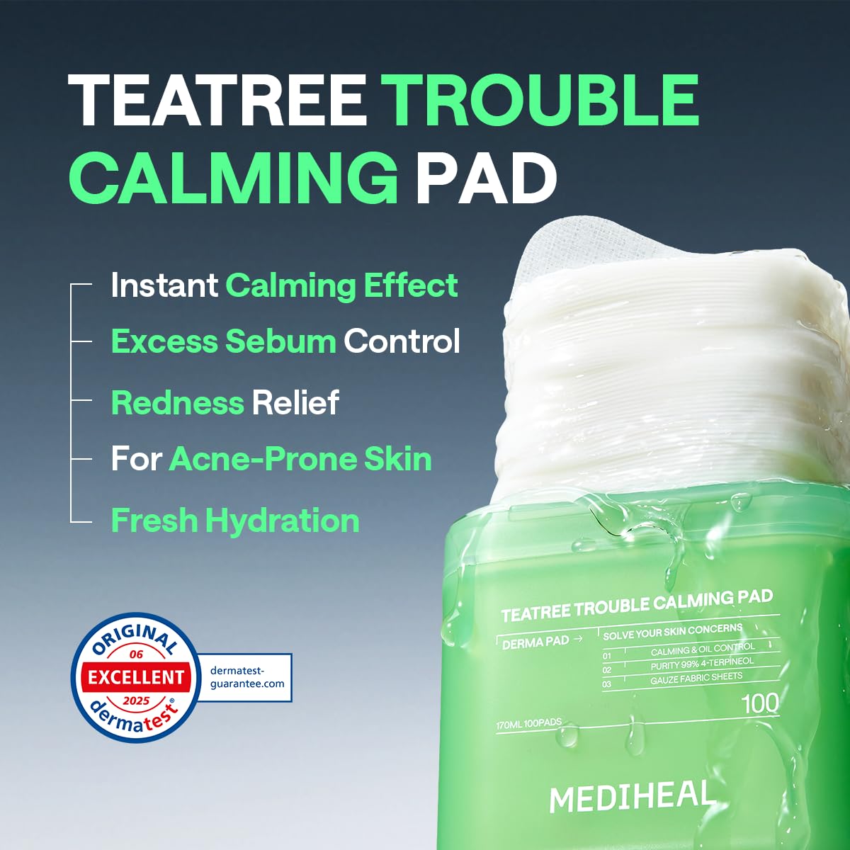 Amazon.com : MEDIHEAL Teatree Trouble Calming Toner Pads, Quick