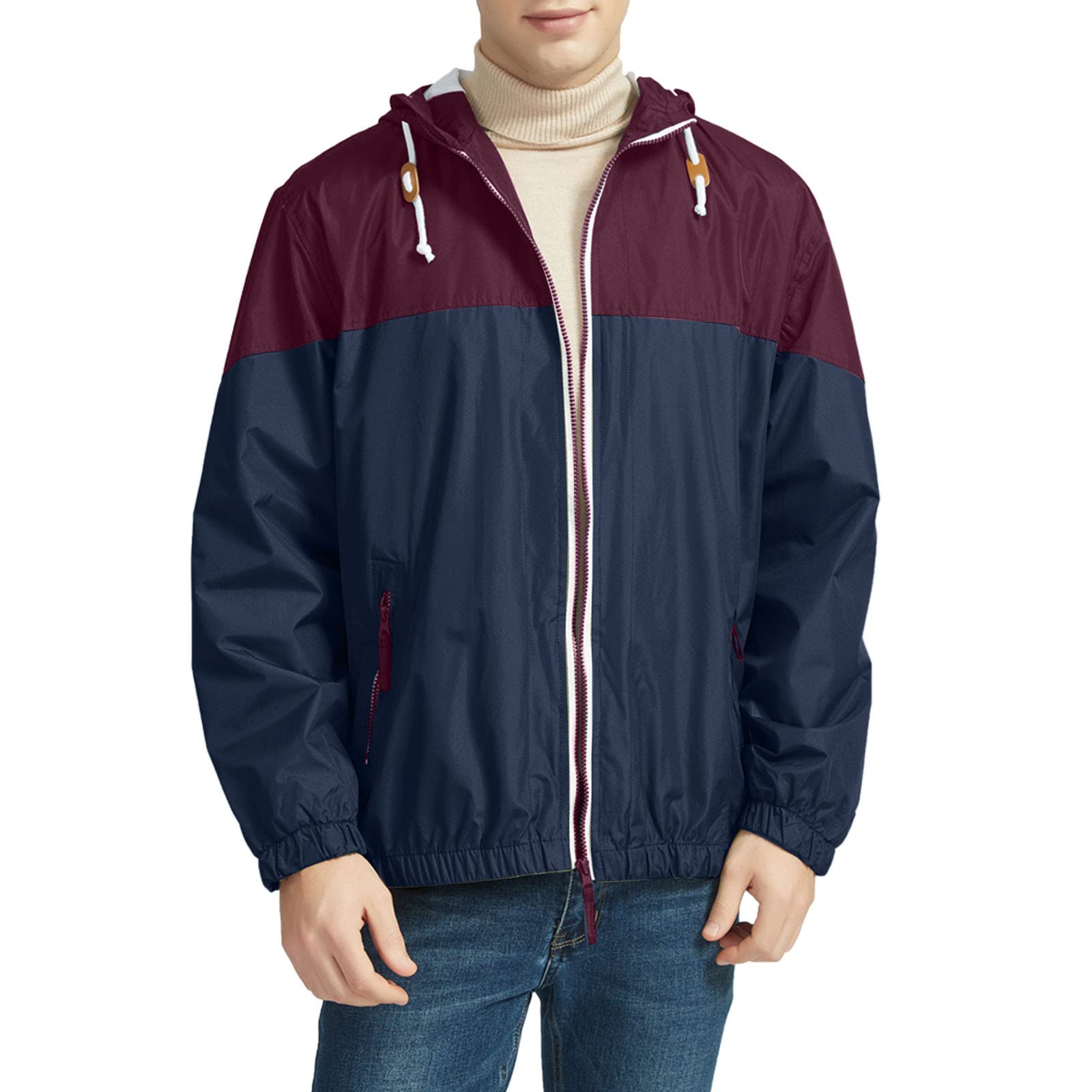 Giacca Impermeabile da Uomo, Giacche Estive Uomo, Antipioggia Vento Traspirante Trekking Pioggia Antivento Giacca Leggero Cappotto con Cappuccio Pieghevole con Tasca Giacca a Vento Giacca da Trekking