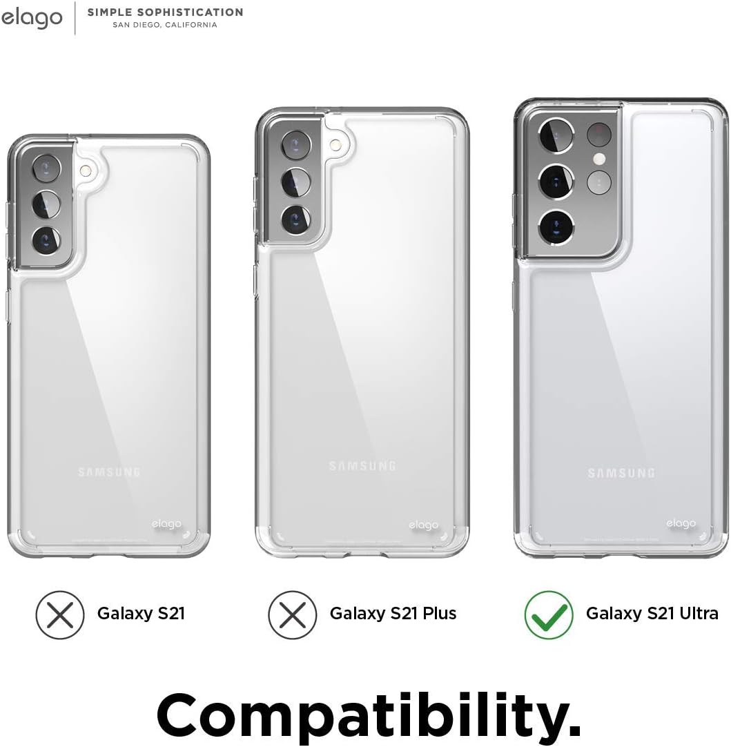 elago Hybrid Clear Case Compatible with Galaxy S21 Ultra Case Cover (Clear) -Shockproof Bumper Cover Protective Case