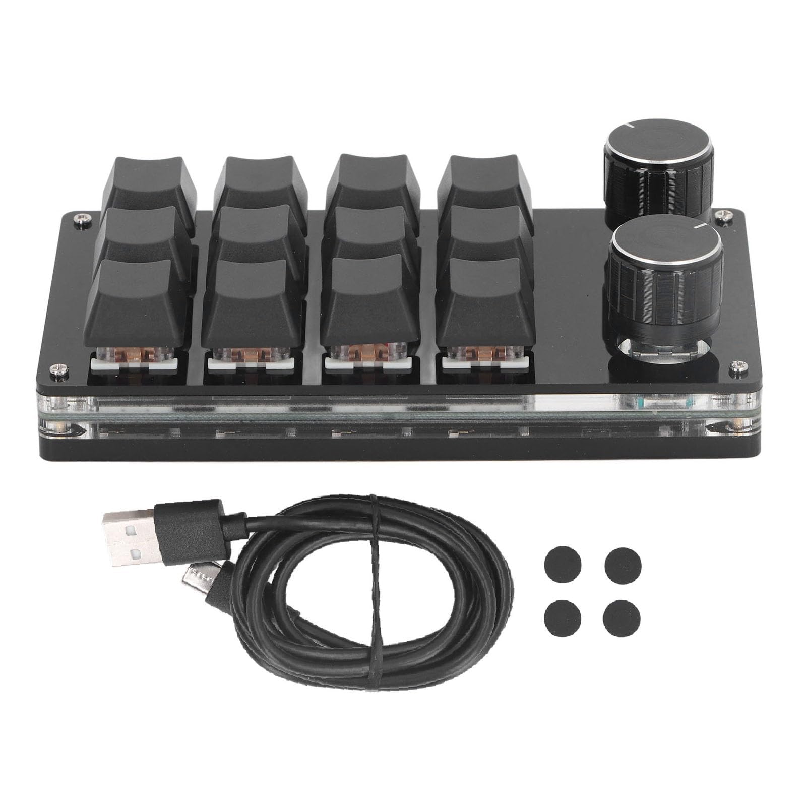 Walfront Teclado Mecánico Programable para Juegos con Interruptor Rojo de 12 Teclas, Perillas Dobles, Atajos Complejos, Música, Oficina,patible con OS X