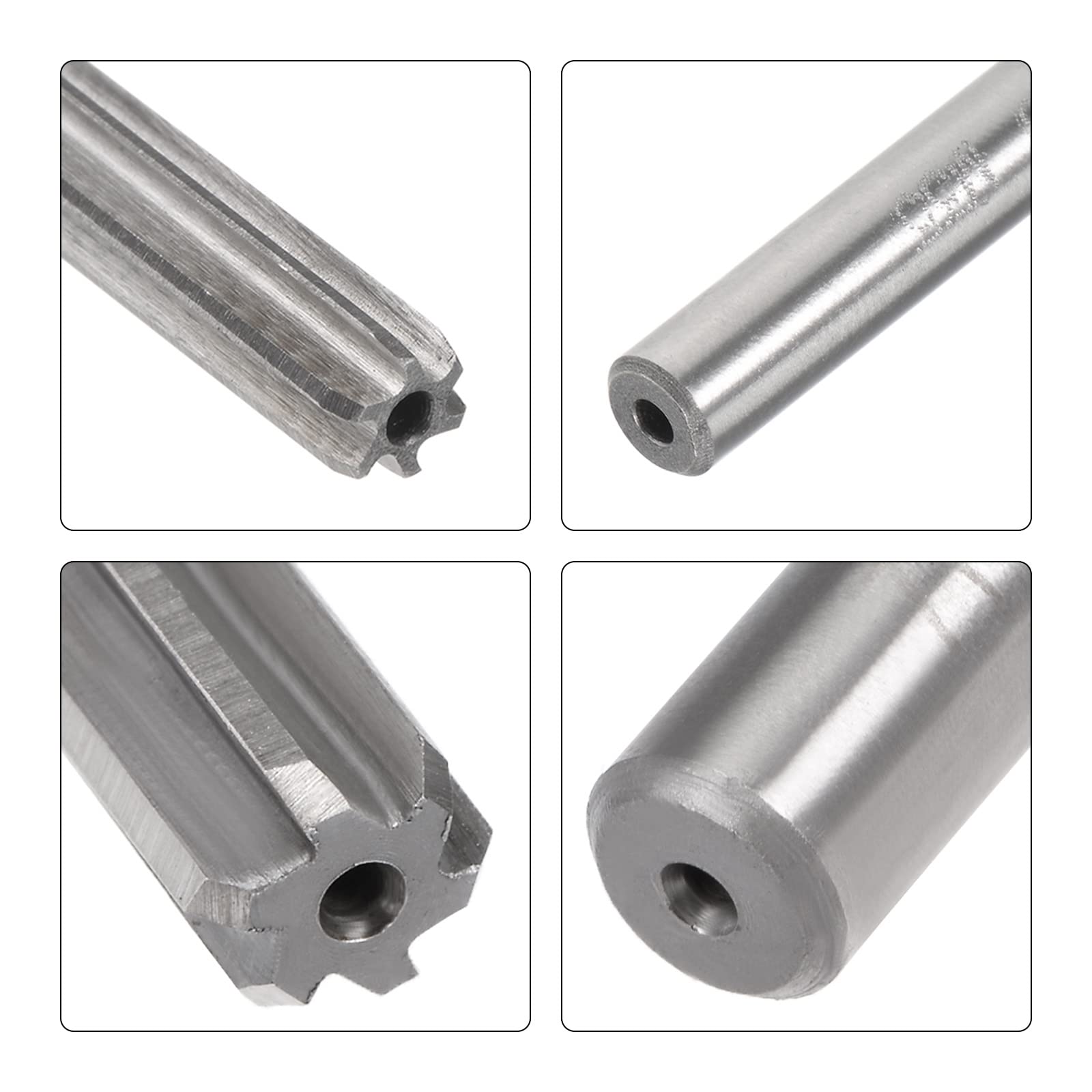 uxcell 5 mm und 7 mm Reibahlen-Set, H7 Drehmaschine Reibahle 6 gerade Rillen, runder Schaft-Fräswerkzeug, für Metall, nicht-eisenhaltiges Metall, Kupfer, 2 Stück