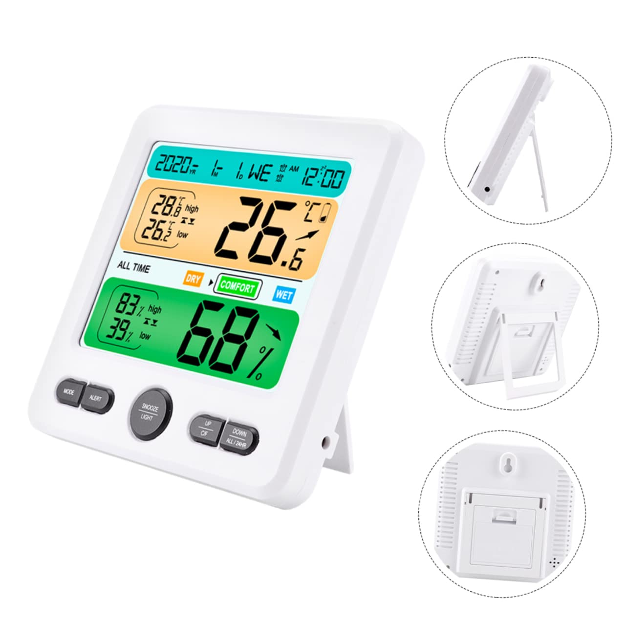 WOONEKY Reloj Termómetro Higrómetro Digital Medidor de Humedad y Temperatura para Uso Doméstico Monitor de Temperatura Ambiente Habitaciones