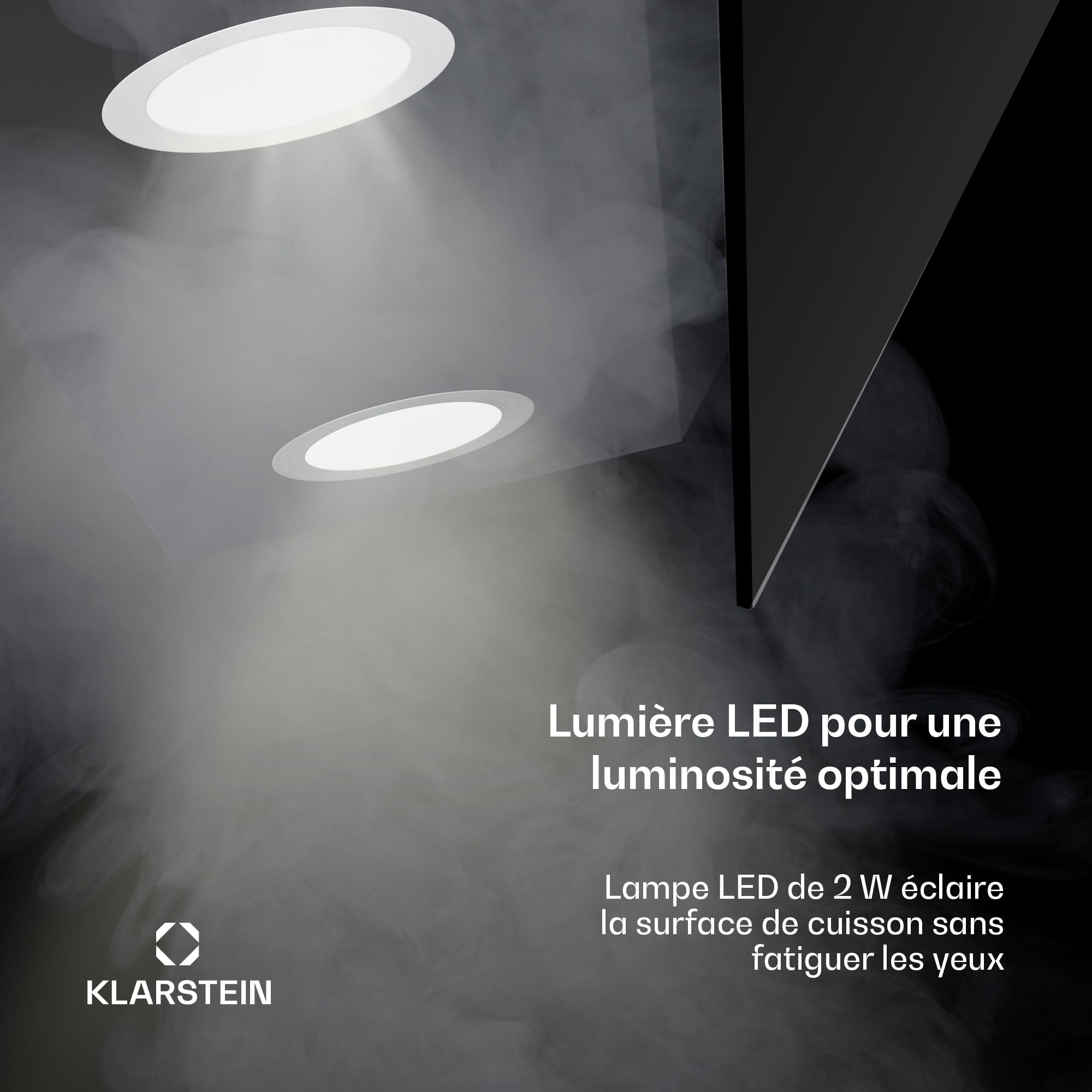 Klarstein Alina hotte aspirante 90 cm murale 615 m³/h LED 9 couleurs tactile classe A 54 dB noire extraction recirculation