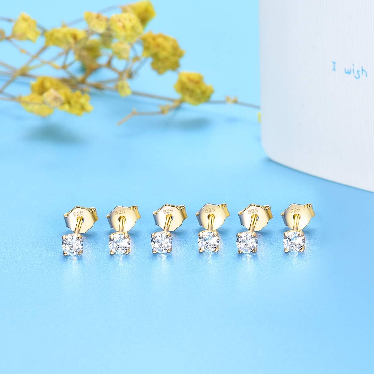 EPIRORA Sterling Silver Stud Earrings for Women Men- 3 Pairs 3mm Tiny Ball Stud Earrings Round CZ Earrings Pearl Earrings Set Cartilage Small Tragus Earrings - Image 6