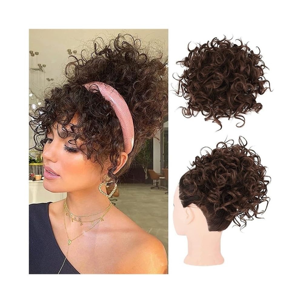 Panino per Capelli disordinato Chignon Sintetico spettinato, Coulisse Corta, Elastico, con Clip, Coda di Cavallo riccia Parrucchino a Coda di Cavallo per l'uso Quotidiano(4M33)
