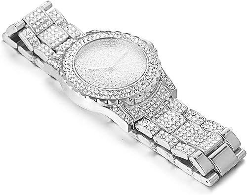 Miniatura 6 de Halukakah ECLIPSE - Reloj de diamantes para hombre, con diamantes completos, chapado en oro real de 18 quilates, chapado en oro blanco platino,