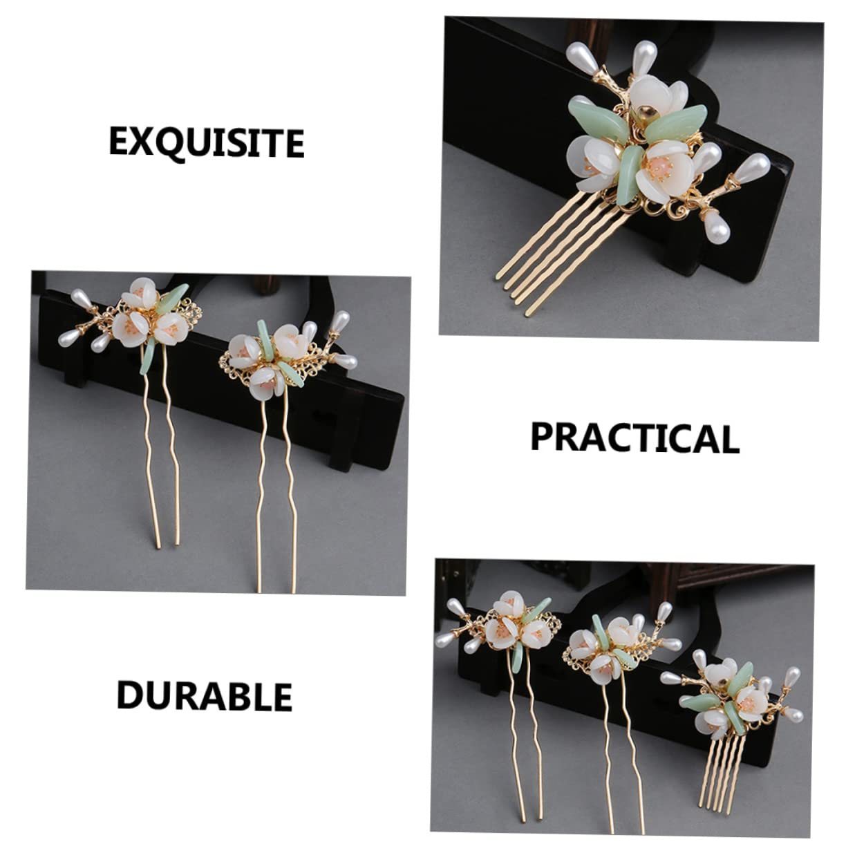 FOMIYES 12piezas Horquillas De Flores Perlas Peina De Pelo y Pin De Moño Accesorios De Cabello De Estilo Chino Para Mujeres y Niñas