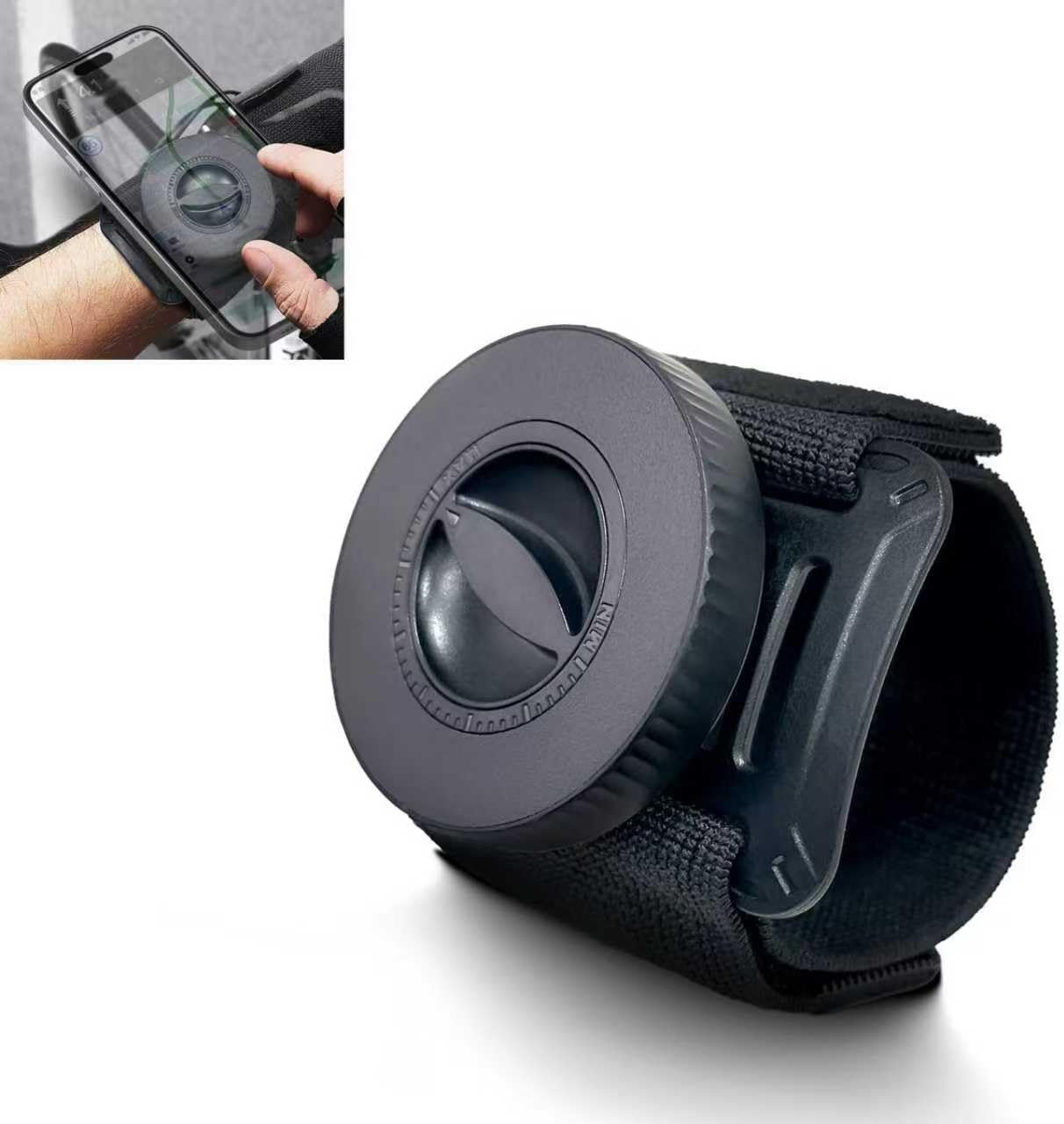 Wristband Phone Holder, Solid Support Hands-Free Phone Mount for Running Cycling Sport, Adjustable Elastic Strap Navigation Holder, Quick Pickup Placement Anti-Drop Design Accessory (Black)