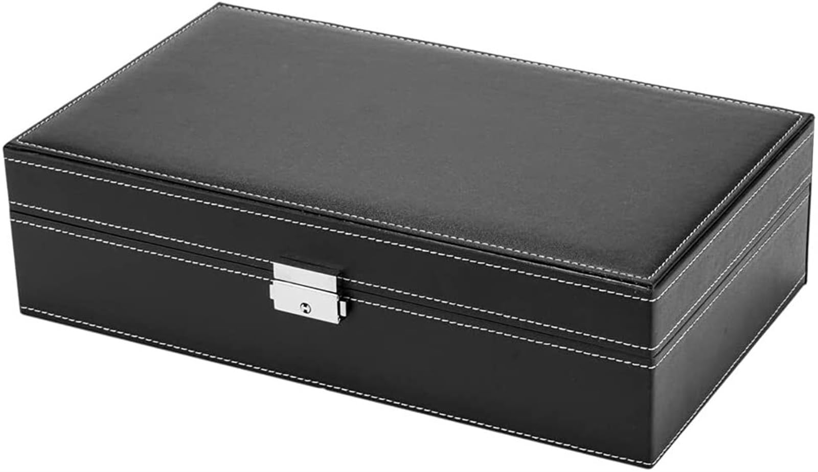 Caja de almacenamiento de relojes con espejo y 8 ranuras joyero con cerradura para regalo