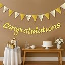 Party Propz Golden Congratulations Banner For Decoration - Set of 2 Pcs Congratulations Decoration Items | Graduation Decorations Item | Happy Retirement Decorations | Golden (Cardstock, Paper) gallery image