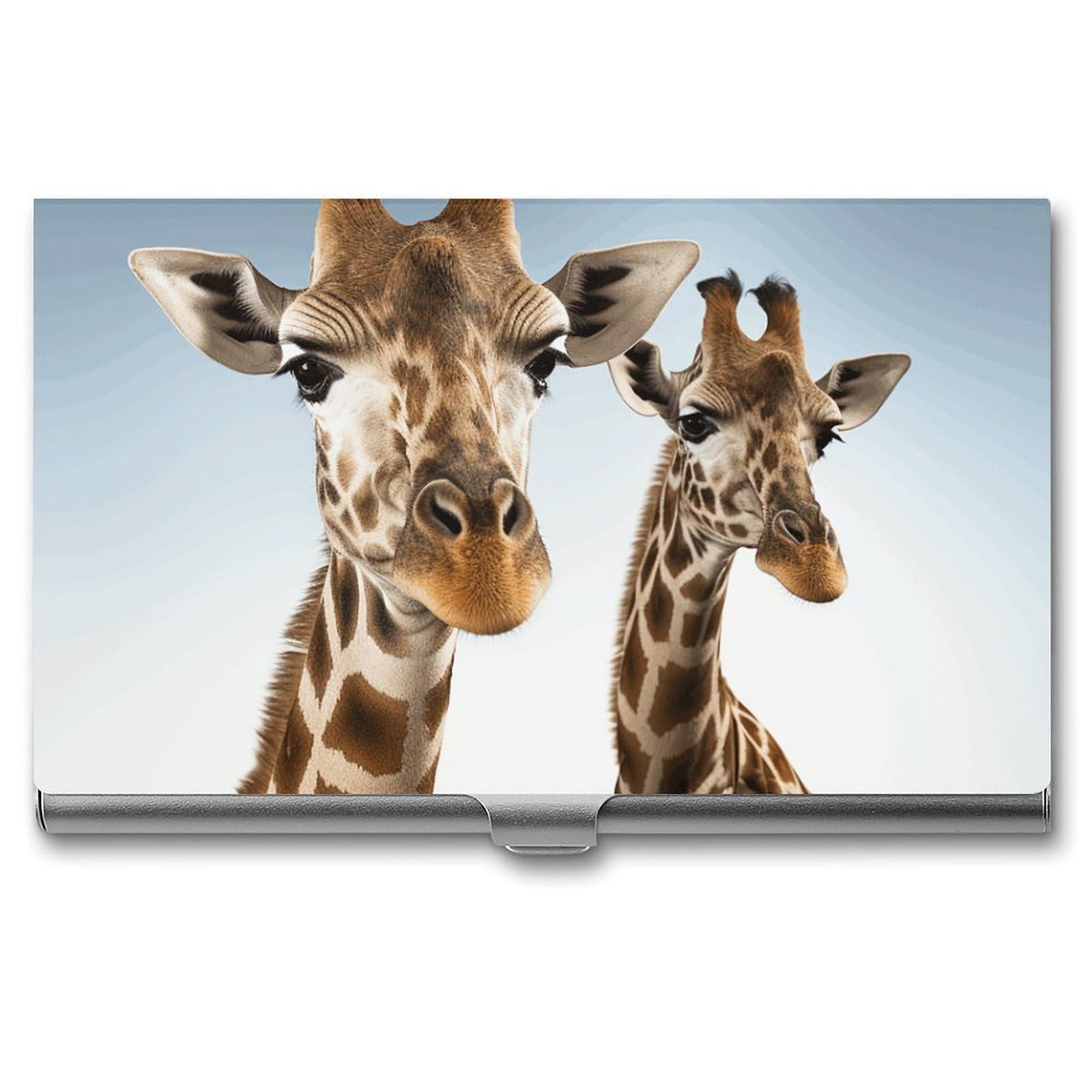 BTCOWZRV Necks of Giraffe Business Card Holder Metal Slim Business Card Case, Pocket Card Holder for Men Women Purse Name Card Holder Stainless Steel Wallet Credit ID Case for Office
