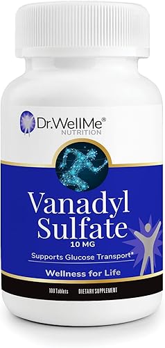 Dr.WellMe Nutrition Suplemento de sulfato de vanadilo de 10 mg, mantiene un nivel saludable de azúcar en la sangre, 100 tabletas
