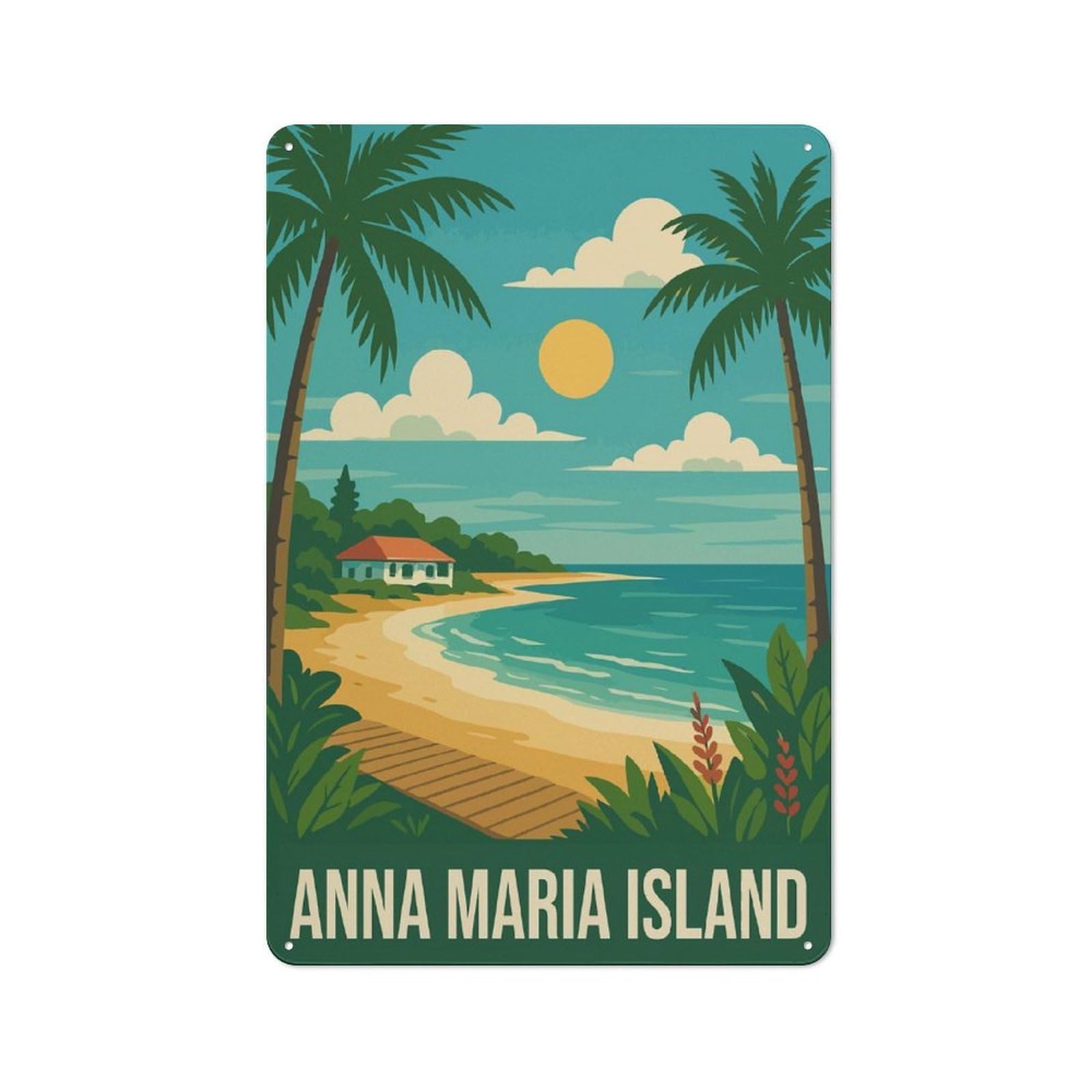 Junmoney Style-11 Retro-Style Tin Sign 30X20cm Featuring Anna Maria Island Travel For Hallway Wall, For Garage, Workshop And Man Cave Decoration