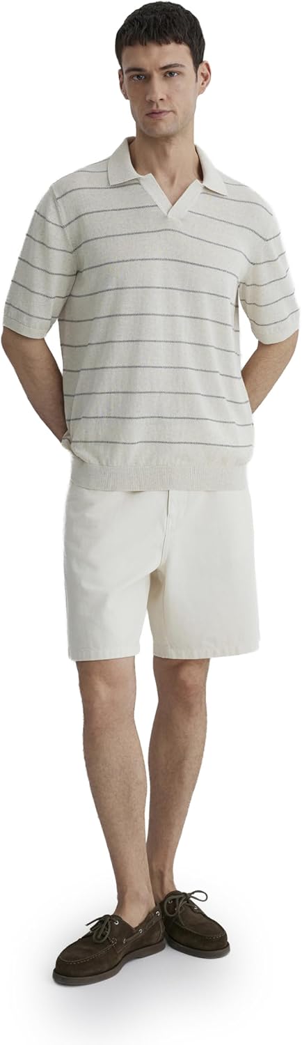 Striped polo short sleeve sweater