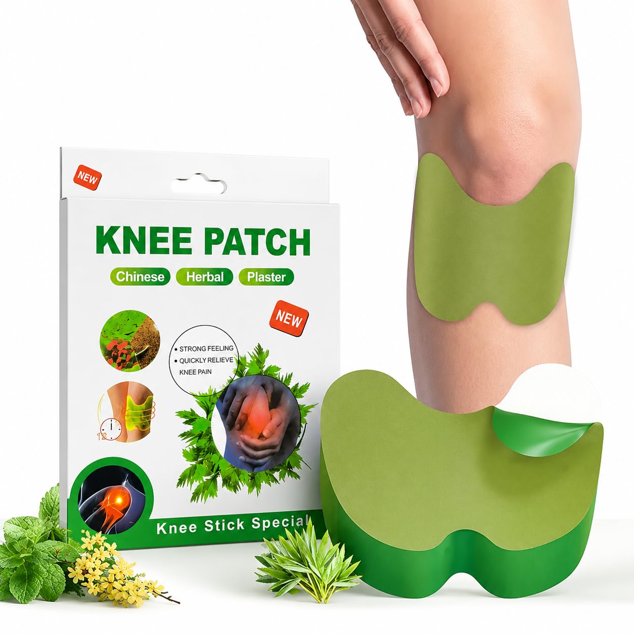 Basic Essentials Herbal Pain Relief Patches - Knee Pain Relief Patches (Specially Designed for Knee Joints) | 100% Safe & Natural Pain Relief Products | Instant Relief | No Side Effects (Pack 20)-image-8
