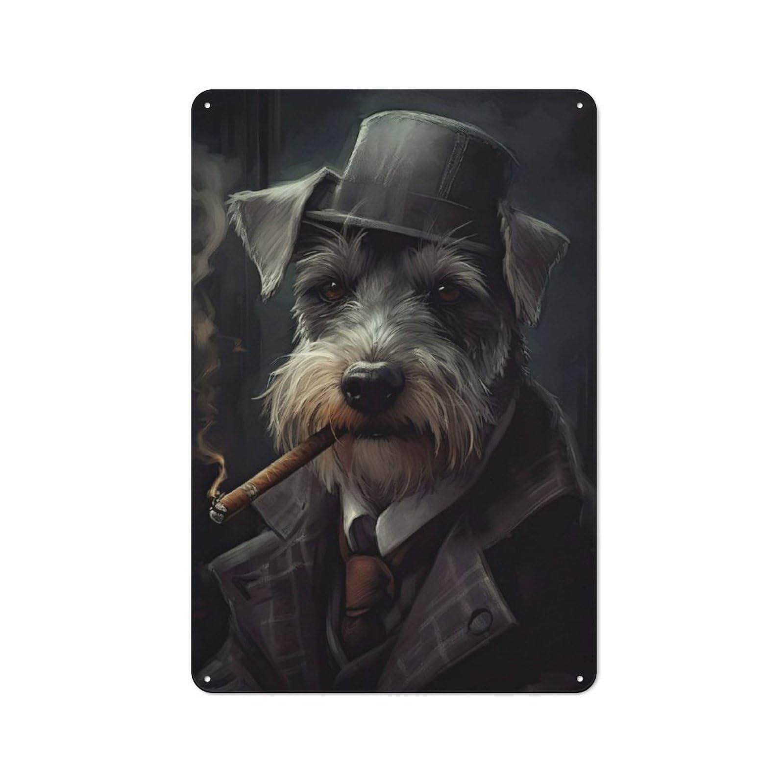 Junmoney Style-17 Retro Metal Wall Sign 30X20cm With Schnauzer The Gangster For Home Bar Wall, A Decorative Gift For A Newly Furnished Home Bar