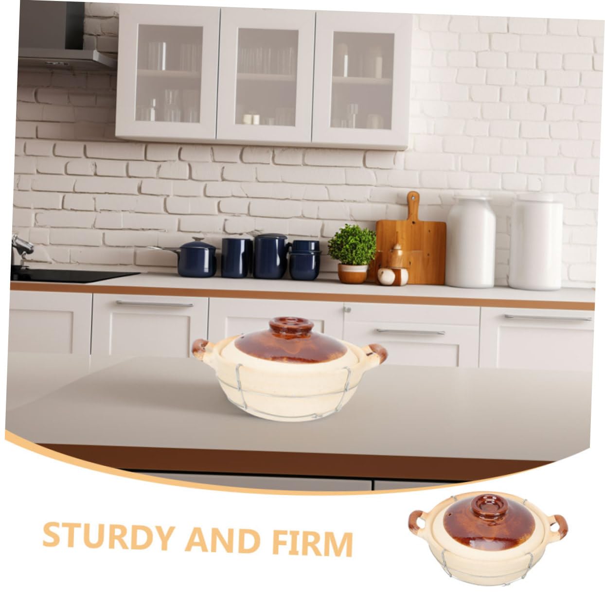 2piezas Cazuela De Barro Con Tapa Para Arroz Y Sopas Olla De Cocción Individual De Alta Temperatura Utensilio De Cocina Para Hogar Y Preparación De Comidas Con Mango Ergonómico
