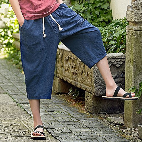 Plus Size Linen Pants for Men Summer Casual Wide Leg Lounge Pants Boys Lightweight Cotton Pants Drawstring Harem Pants2