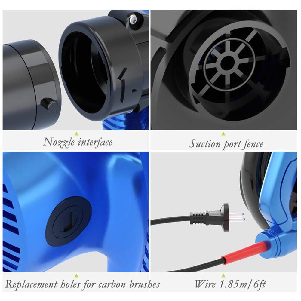 Soffiatore e aspiratore Elettrico, spazzatrice con Cavo, 6 velocità variabili per la Cura del Prato, Kit di Pulizia Incluso, Blu, 3000W